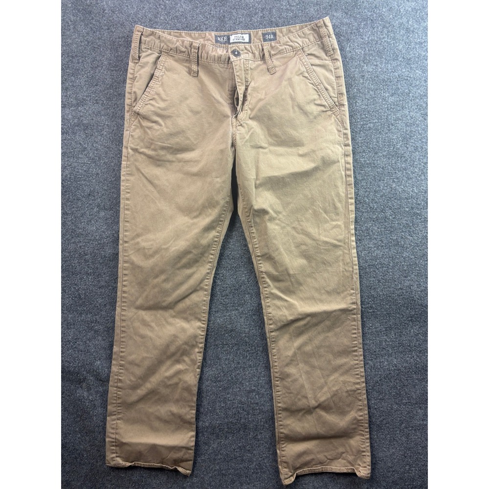 BKE Tyler Straight Chino Pants Mens 34R Tan Khaki Cotton Blend Stretch Casual